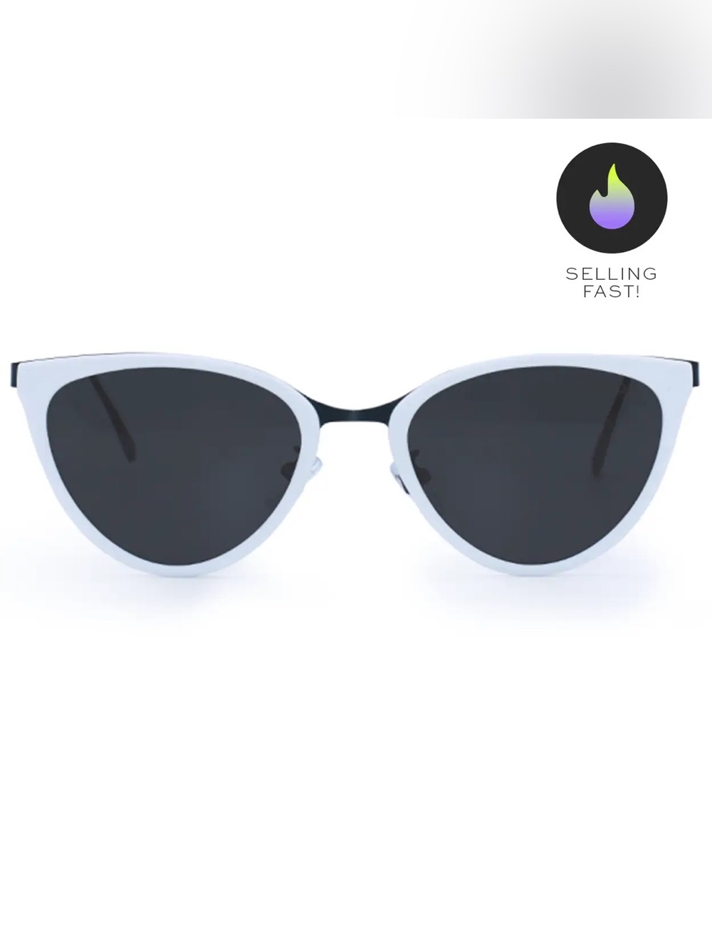 Topfoxx White Cat-Eye Sunglasses with Black Lenses